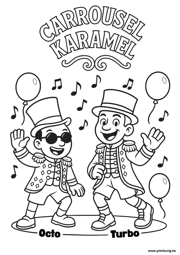 Kleurplaat van carrousel karamel, in lijntekening om in te kleuren