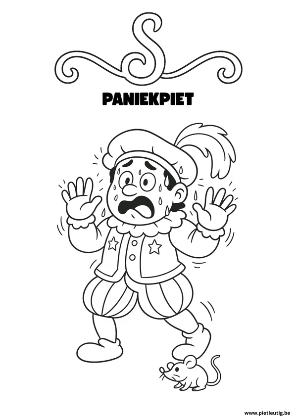 Kleurplaat van Kleurplaat Paniekpiet, in lijntekening om in te kleuren