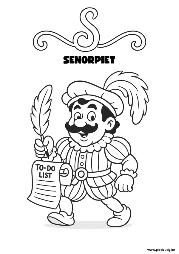 Kleurplaat van kleurplaat Sēnor piet, in lijntekening om in te kleuren